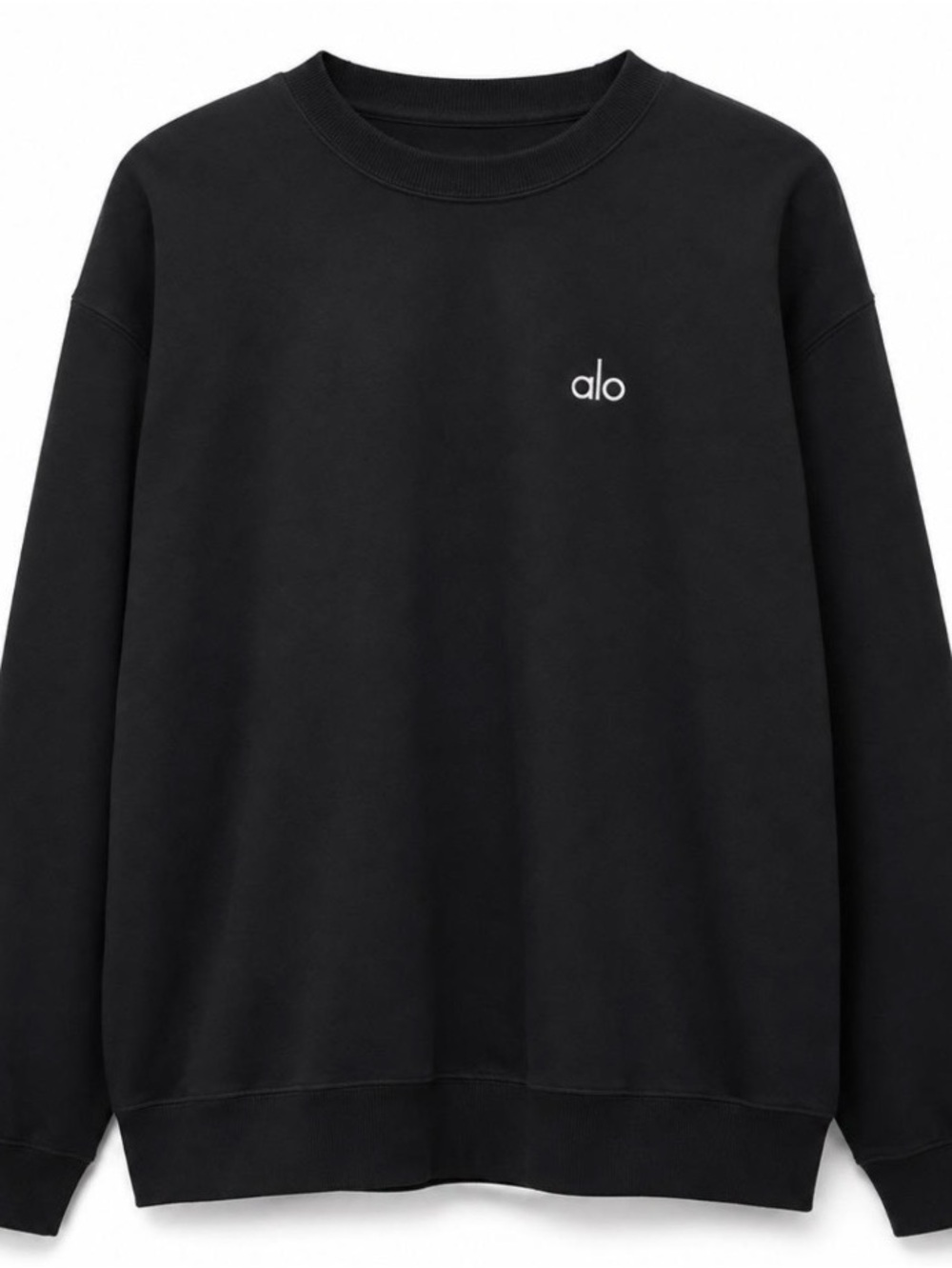 ALO Yoga Woman/Men's Crewneck Sweatshirt - Black with White Logo